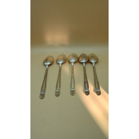 Vntg HOLMES & EDWARDS IS Danish Princess Inlaid Silver Plate - Teaspoons 5 Pcs - Picture 6 of 9